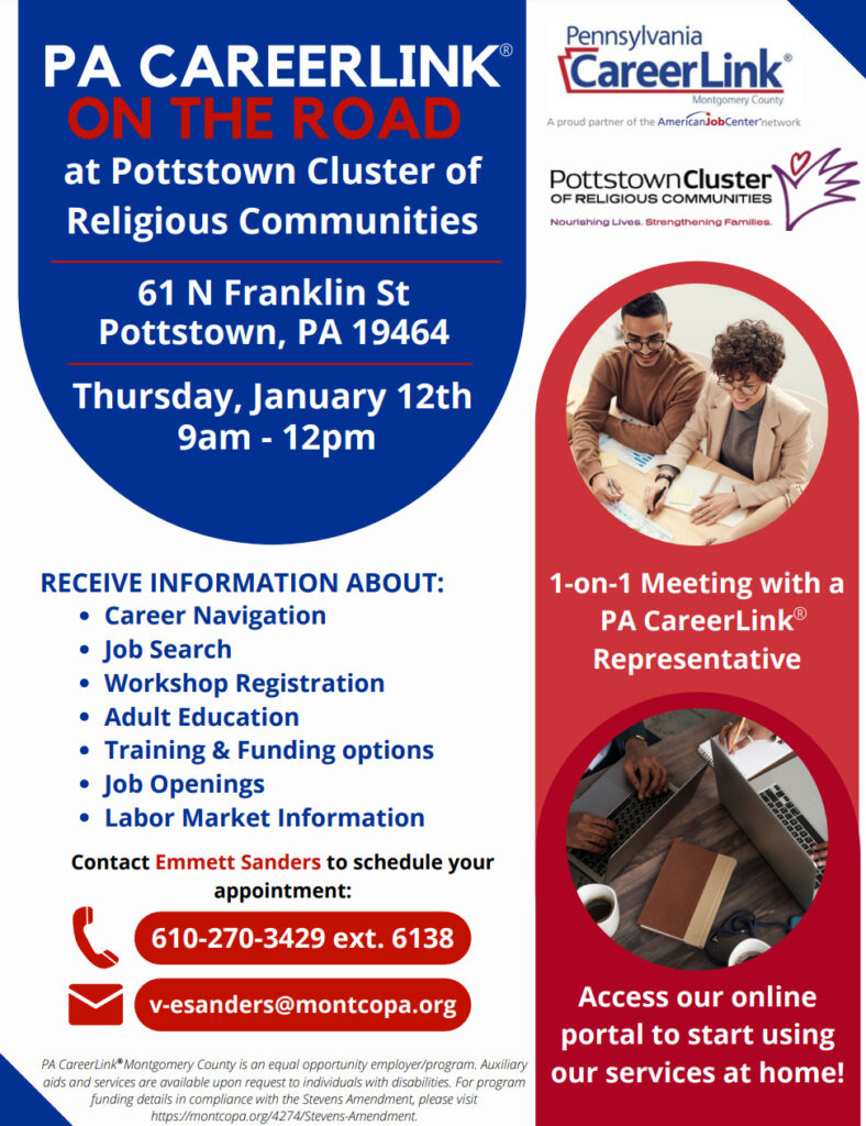 PA Careerlink at PCRC Pottstown Cluster of Religious Communities